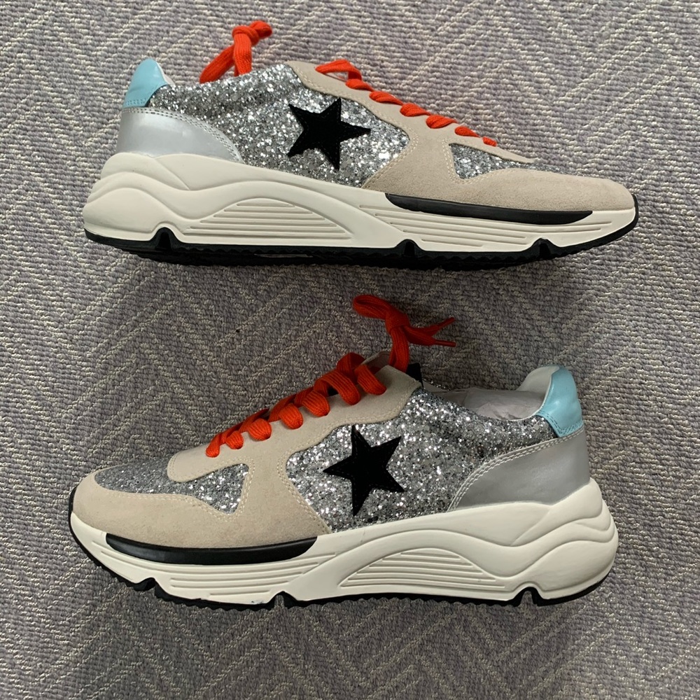 White Raven Glitter Star Sneaker size 10